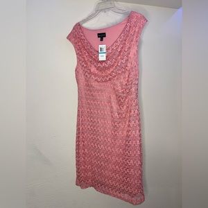Tags still on! Never worn, coral lace Macy’s dress. Size 16